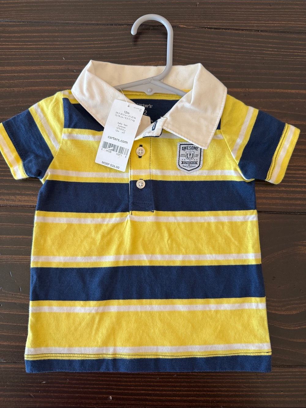 Carter's Yellow, Navy & White Striped Polo
